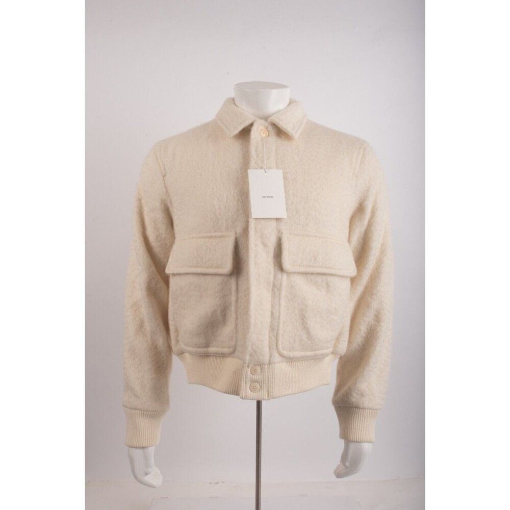 Zara Origins Mens wool Bomber Jacket Ivory Off white M Medium 8491/114 NWT